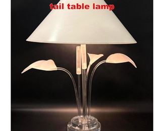 Lot 285 Lucite calla lillies and cat tail table lamp