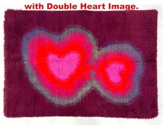 Lot 293 6 x 4 6 Colorful Shag Rug with Double Heart Image. 