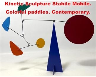 Lot 329 Small Table Top Metal Kinetic Sculpture Stabile Mobile. Colorful paddles. Contemporary. 