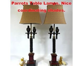 Lot 331 Pr Contemporary Perched Parrots Table Lamps. Nice coordinating shades.