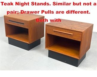 Lot 336 2pc WESTNOFA Norway Teak Night Stands. Similar but not a pair Drawer Pulls are different. Both with