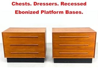 Lot 337 Pr Danish Teak Bachelor s Chests. Dressers. Recessed Ebonized Platform Bases. 