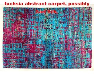 Lot 341 9 x 5 8 modernist teal fuchsia abstract carpet, possibly Sari Silk.