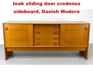 Lot 377 Domino Mobler Denmark teak sliding door credenza sideboard. Danish Modern 