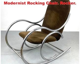 Lot 397 Chrome Tube Frame Modernist Rocking Chair. Rocker. 