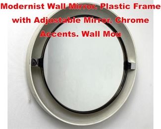 Lot 421 CHARLES WAGNER Modernist Wall Mirror. Plastic Frame with Adjustable Mirror. Chrome Accents. Wall Mou