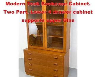 Lot 424 AS SOBORG Danish Modern Teak Bookcase Cabinet. Two Part. Lower 4 drawer cabinet supports upper Glas