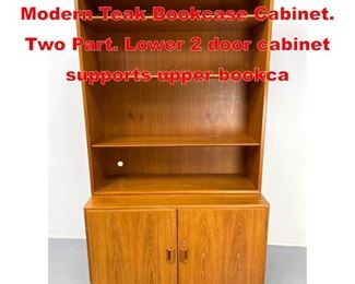 Lot 426 AS SOBORG Danish Modern Teak Bookcase Cabinet. Two Part. Lower 2 door cabinet supports upper bookca