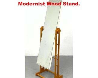 Lot 445 Italian Cheval Mirror In Modernist Wood Stand.