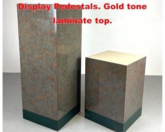 Lot 449 Pr Faux Granite Laminate Display Pedestals. Gold tone laminate top. 