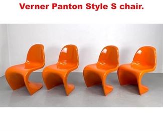 Lot 453 Four Orange fiberglass Verner Panton Style S chair. 