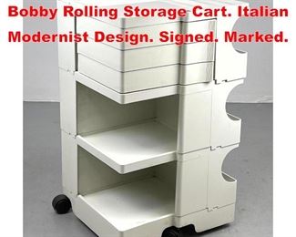 Lot 456 JOE COLOMBO Plastic Bobby Rolling Storage Cart. Italian Modernist Design. Signed. Marked.