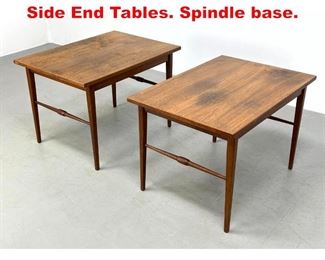 Lot 460 Pr Mid Century Modern Side End Tables. Spindle base.