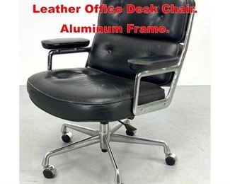 Lot 482 HERMAN MILLER Black Leather Office Desk Chair. Aluminum Frame. 