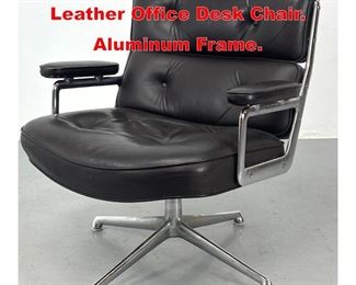 Lot 485 HERMAN MILLER Black Leather Office Desk Chair. Aluminum Frame. 
