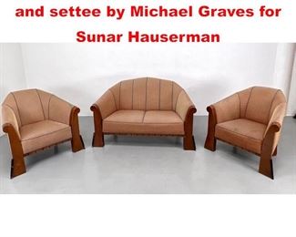 Lot 491 3pc Parlor Set. Pr chairs and settee by Michael Graves for Sunar Hauserman