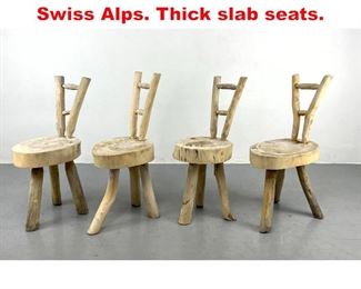 Lot 506 Rustic Pine Chairs from Swiss Alps. Thick slab seats. 