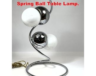Lot 550 70s Modern Chrome Spiral Spring Ball Table Lamp. 