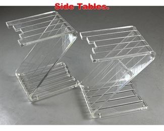 Lot 553 Pair Thick Lucite ZTables. Side Tables. 
