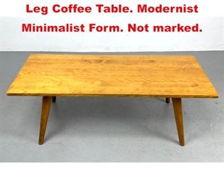 Lot 557 Paul McCobb style Tapered Leg Coffee Table. Modernist Minimalist Form. Not marked. 