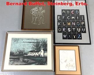 Lot 599 4pcs Art Prints. Picasso, Bernard Buffet, Steinberg, Erte. 