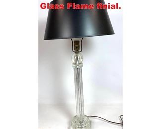 Lot 600 Glass Column Table Lamp. Glass Flame finial. 