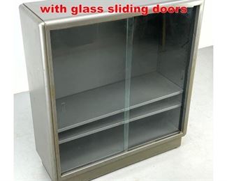 Lot 602 Industrial Metal Bookcase with glass sliding doors