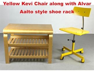Lot 603 2pcs Modernist Furniture. Yellow Kevi Chair along with Alvar Aalto style shoe rack