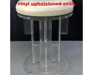 Lot 611 Single Lucite Stool. Round vinyl upholstered seat. 