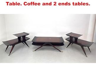 Lot 624 3pc Mid Century Modern Table. Coffee and 2 ends tables. 