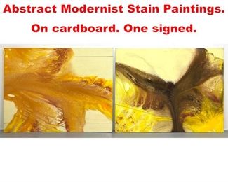 Lot 637 2pc Signed FRAZER Abstract Modernist Stain Paintings. On cardboard. One signed.