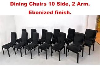 Lot 643 Set 12 Italian Modern Dining Chairs 10 Side, 2 Arm. Ebonized finish. 