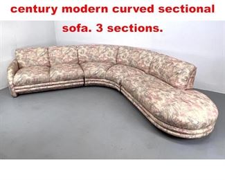 Lot 658 Milo Baughman style Mid century modern curved sectional sofa. 3 sections. 