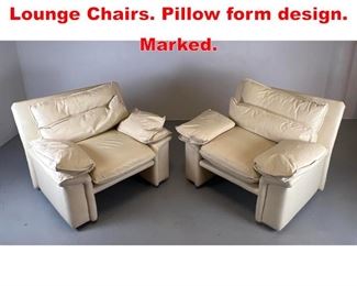 Lot 660 Pr BERNHARDT Modernist Lounge Chairs. Pillow form design. Marked.