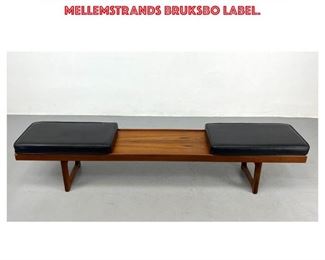 Lot 701 BRUKSBO Norway Modern Teak Bench Seating. 6.5 Bench with two cushions. MELLEMSTRANDS Bruksbo label.
