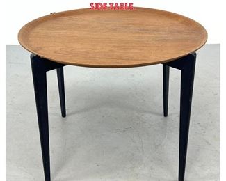 Lot 707 Fritz Hansen Style Folding Tray Table. Labeled made in Sweden. Round Swedish Teak Tray Side Table. 