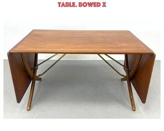 Lot 710 HANS WEGNER, for ANDREAS TUCK Danish Dining Table. Teak Modern Drop Side Leaf Dining Table. Bowed X 
