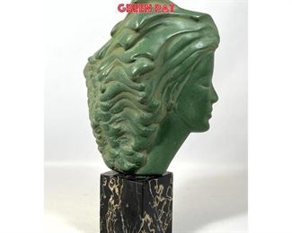 Lot 727 Peggy Mach Female Bust Sculpture, a 1971 reproduction by A.M.R. Official Alva Museum N.Y. green pat