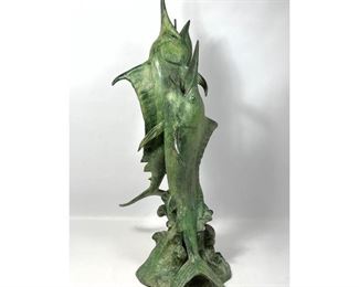 Lot 743 Bronze Marlin Fountain Sculpture. Unsigned. 