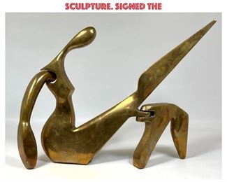 Lot 751 Heavy brass Sculpture Arleen Eichengreen and Nancy Ginsberg. Jointed Modernist Sculpture. Signed the