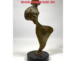 Lot 756 SANDI SECKMAN 89 Bronze Modernist Abstract Sculpture. Textured Figural Form. Black marble base. Sig