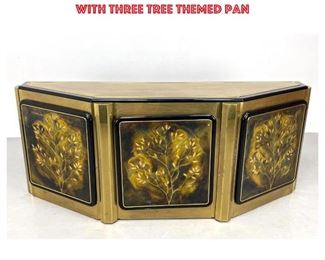 Lot 758 BERNHARD ROHNE for MASTERCRAFT Credenza. Angled Modernist Brass Sideboard with Three Tree Themed Pan