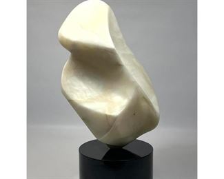 Lot 767 Modernist Abstract Stone Sculpture. Organic Form. Black Base. 