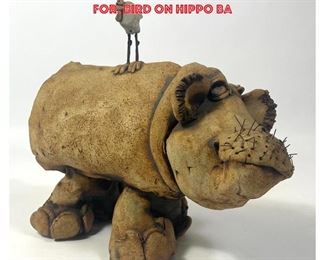 Lot 766 TODD WARNER Pottery Hippopotamus Sculpture. Figural form that Warner is famous for. Bird on Hippo Ba