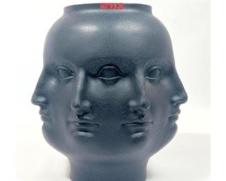 Lot 771 TMS 2005 Perpetual Face Vase. Black crackle finish. Marked c. TMS 2005 Fornasetti Style. 