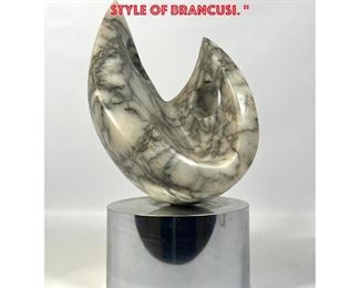 Lot 773 VICTORIA BLUMBERG Brain Alabaster Abstract Sculpture. Modernist Organic form in style of Brancusi. 