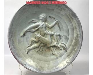 Lot 780 MICHAEL ANDERSEN Glazed Pottery Charger. Art Deco relief carved Diana and Deer. Marked MAS 3 herring