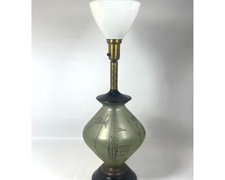 Lot 781 Decorator Glass Table Lamp with Weinberg Style Fish decoration. 