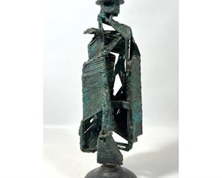 Lot 792 Harry Gates bronze abstract sculpture candle holder. Unsigned. Bertoia style.