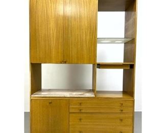 Lot 800 HARVEY PROBBER Large Credenza Storage Cabinet with Marble Top. 